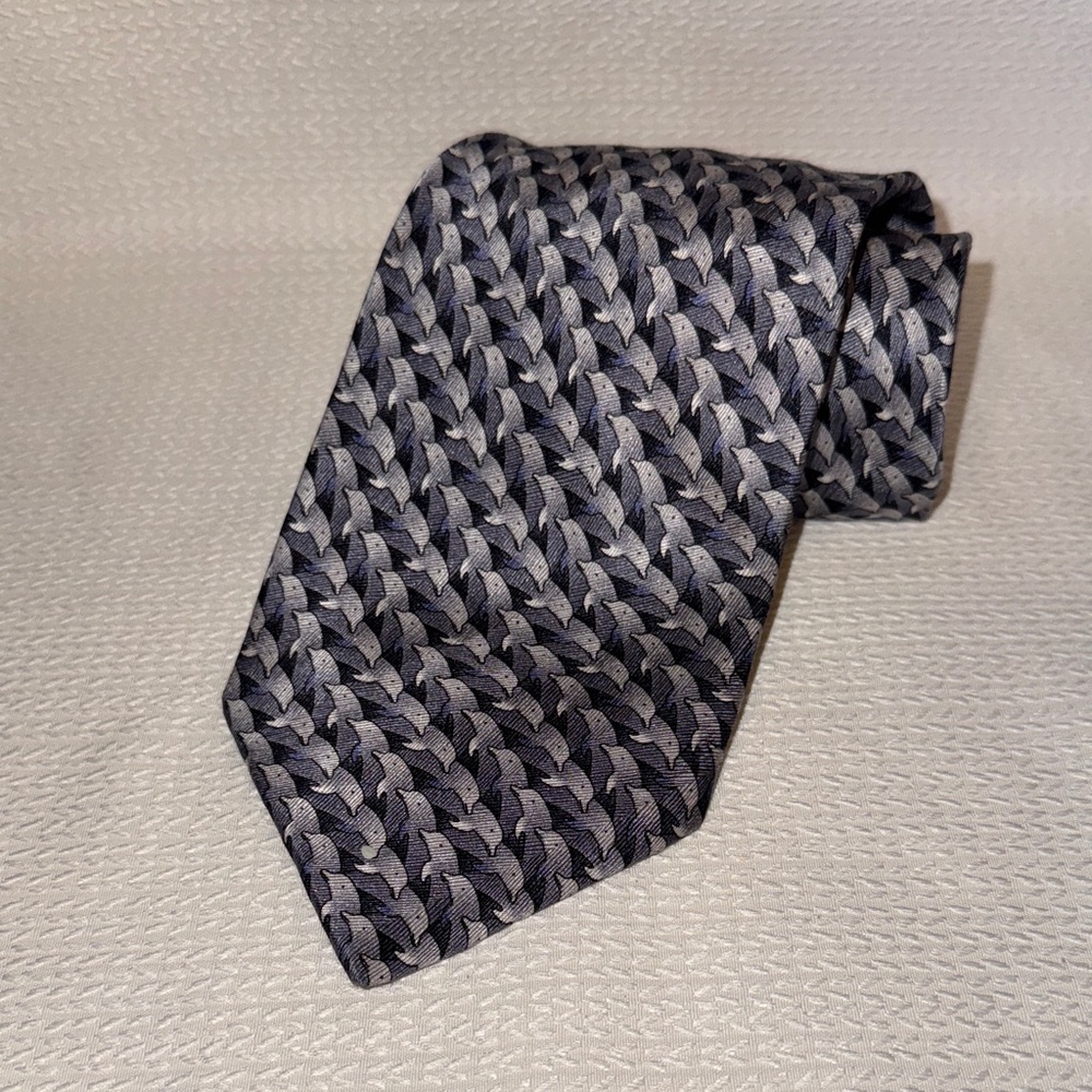 The Nature Conservatory Spinner Dolphin Black and Gray Men's Silk Tie